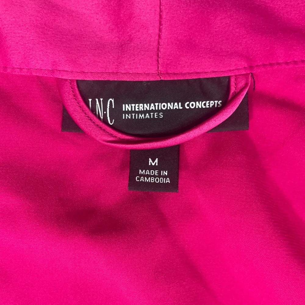 INC International Concepts Satin Robe with Black Lace Detail NWT
